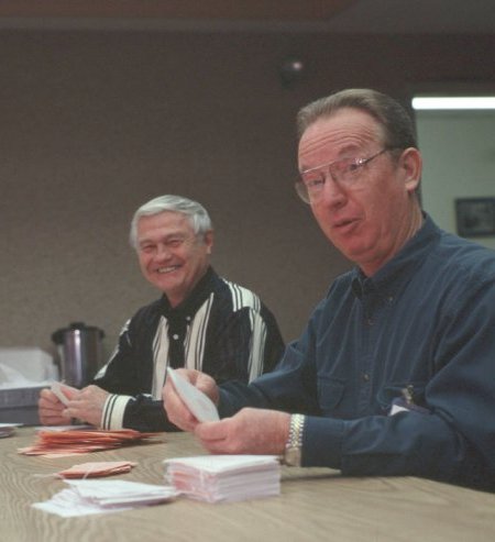 Directors K0TO and W5JBP assist ballot counting